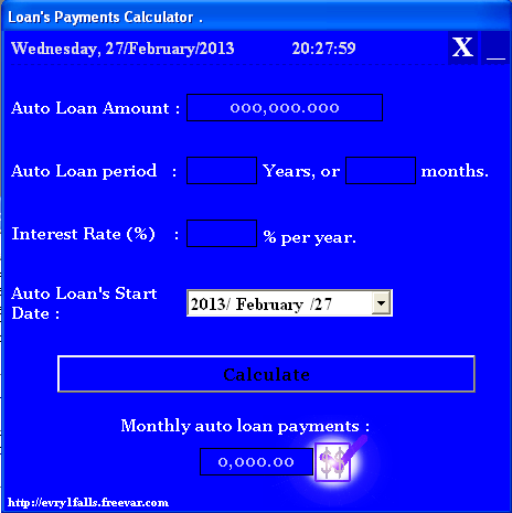 Auto Loan Monthly Payments Calculator using Visual Basic 6.0 vb6